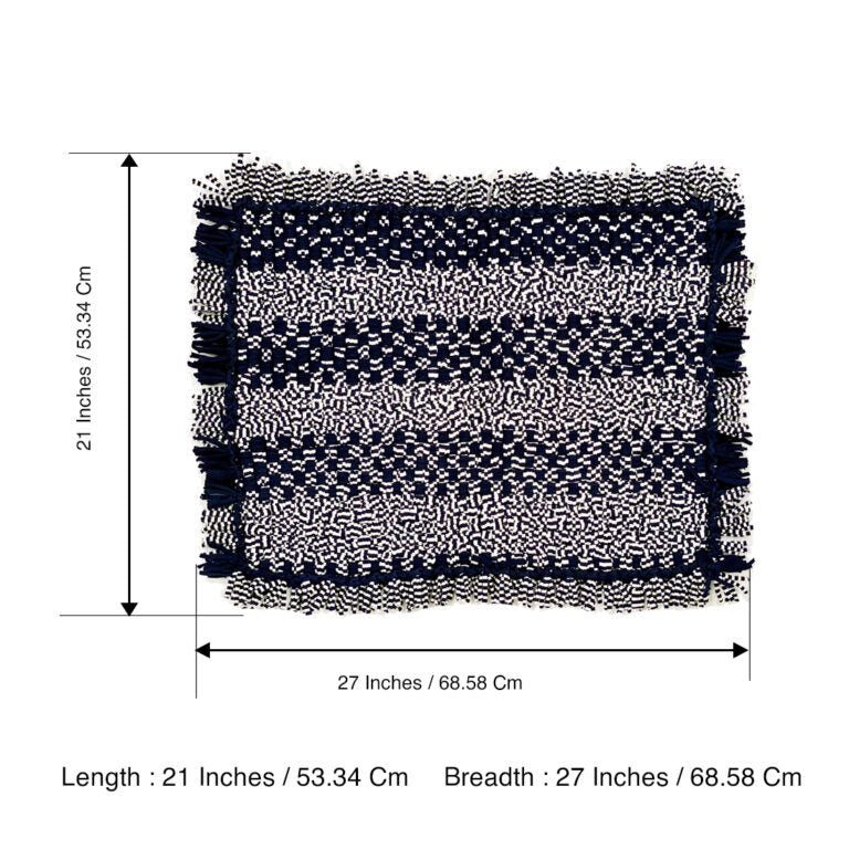 Image of Bathroom Mat / Door Mat / Meditation Mat | Black, White Ikkat
