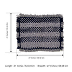 Bathroom Mat / Door Mat / Meditation Mat | Black, White Ikkat