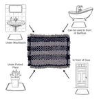 Bathroom Mat / Door Mat / Meditation Mat | Black, White Ikkat