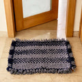 Bathroom Mat / Door Mat / Meditation Mat | Black, White Ikkat
