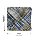 Set of 4 Hand-Woven Square Placemats / Dining Mats Blue Melange Nude Grey