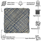 Set of 4 Hand-Woven Square Placemats / Dining Mats Blue Melange Nude Grey