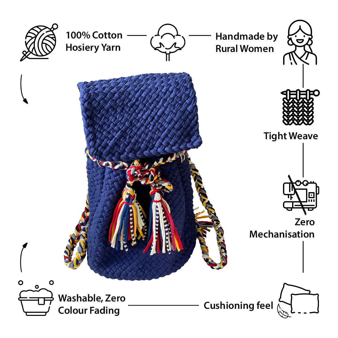 Backpack Dark Blue Color Classic Collection | Shoulder carry