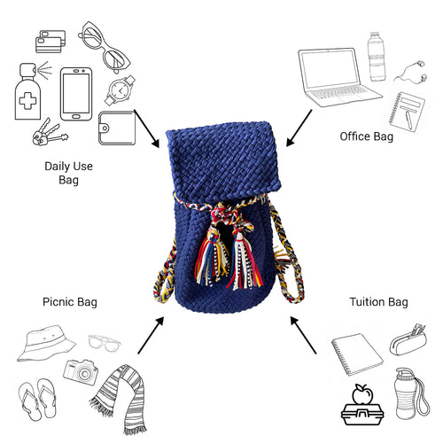 Backpack Dark Blue Color Classic Collection | Shoulder carry