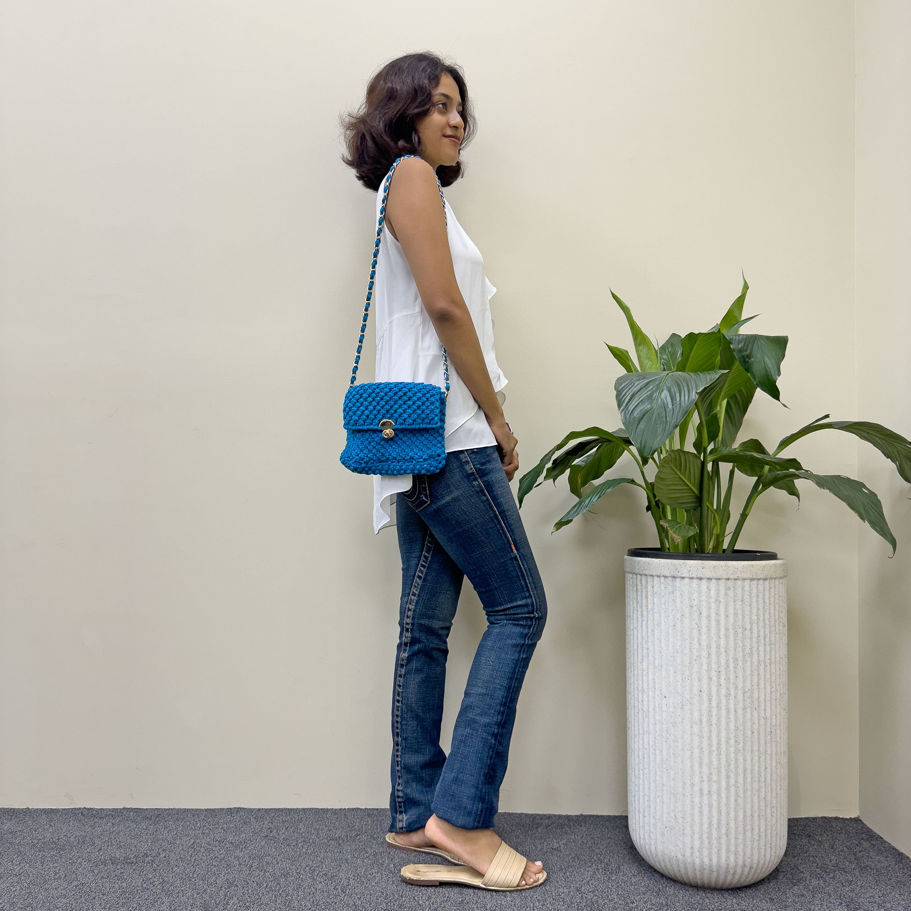 Image of Macrame Sling | Blue | Shoulder Sling or Cross body