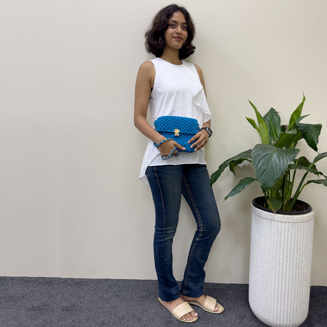 Image of Macrame Sling | Blue | Shoulder Sling or Cross body