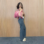 Oversized Tote / Hand / Shoulder Carry Pink Beige Blush