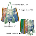 Oversized Tote / Hand / Shoulder Carry peach, ivory blue green ocre