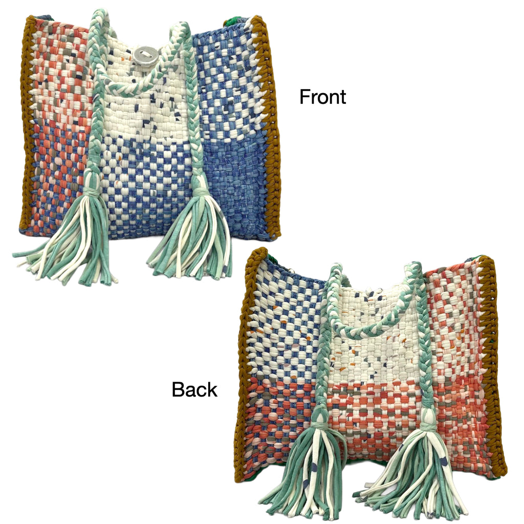 Oversized Tote / Hand / Shoulder Carry peach, ivory blue green ocre