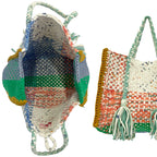 Oversized Tote / Hand / Shoulder Carry peach, ivory blue green ocre