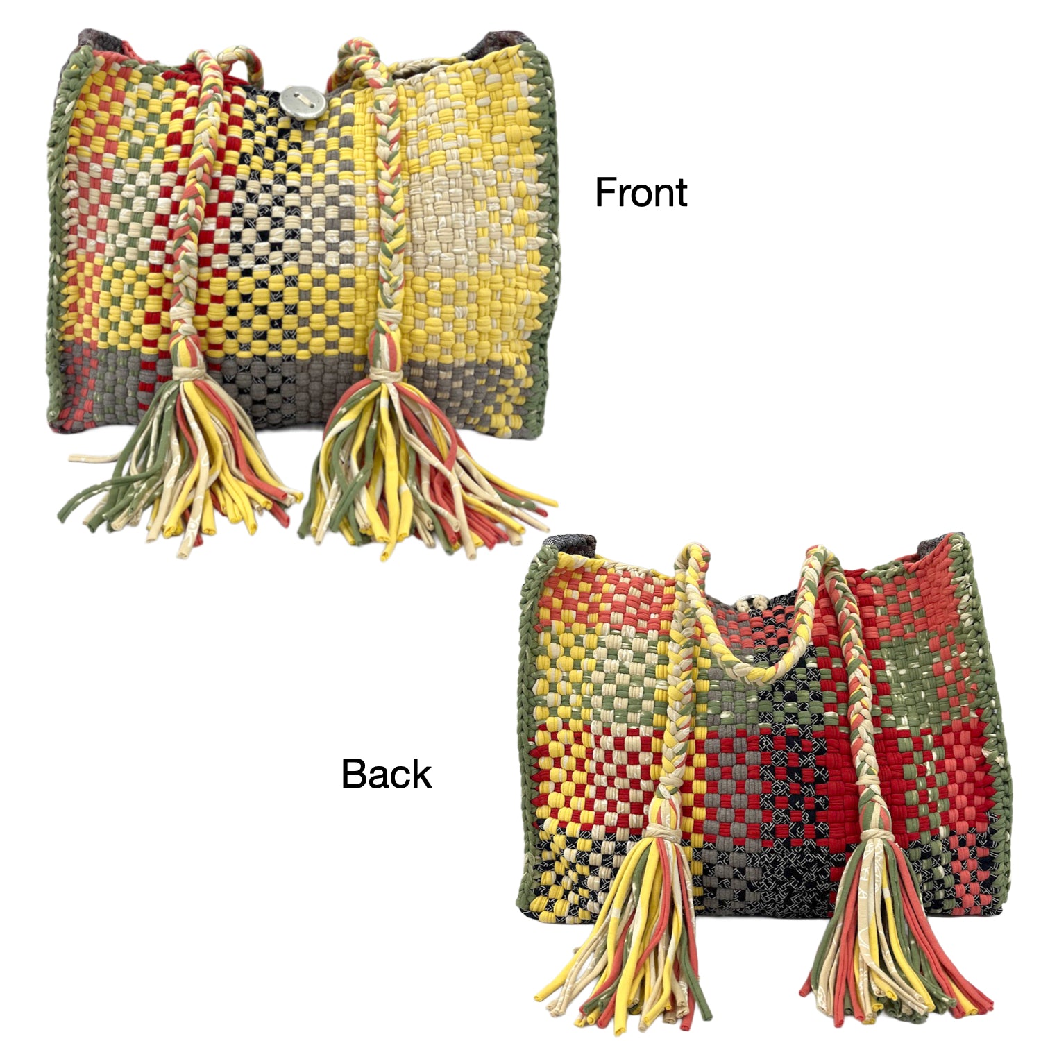 Image of Oversized Tote / Hand / Shoulder Carry yellow beige grey red green black