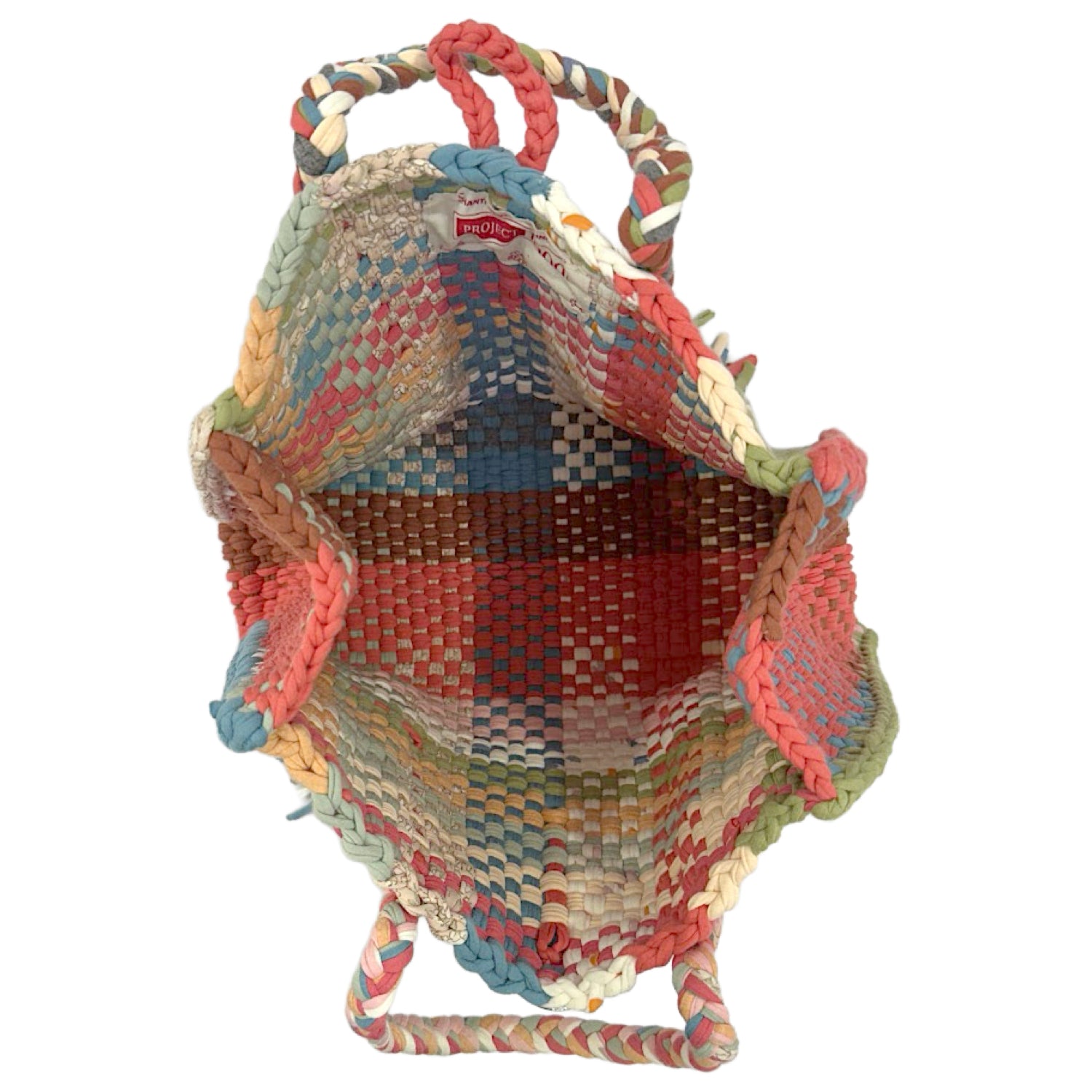 Image of Oversized Tote / Hand / Shoulder Carry Coral green ivory latte lemon pink blue