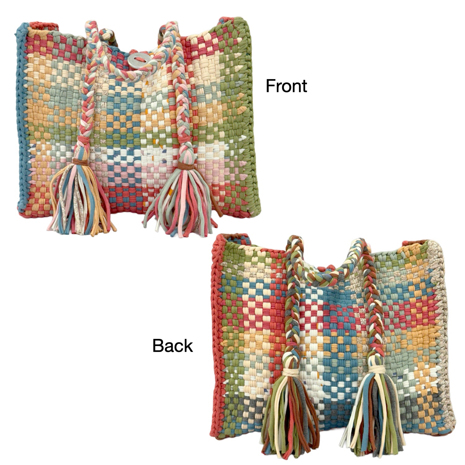 Image of Oversized Tote / Hand / Shoulder Carry Coral green ivory latte lemon pink blue