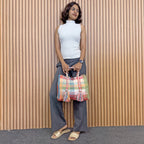 Oversized Tote / Hand / Shoulder Carry Coral green ivory latte lemon pink blue