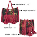 Oversized Tote / Hand / Shoulder Carry Maroon Black Brown