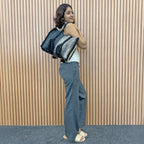 Oversized Tote / Hand / Shoulder Carry charcoal beige silver grey