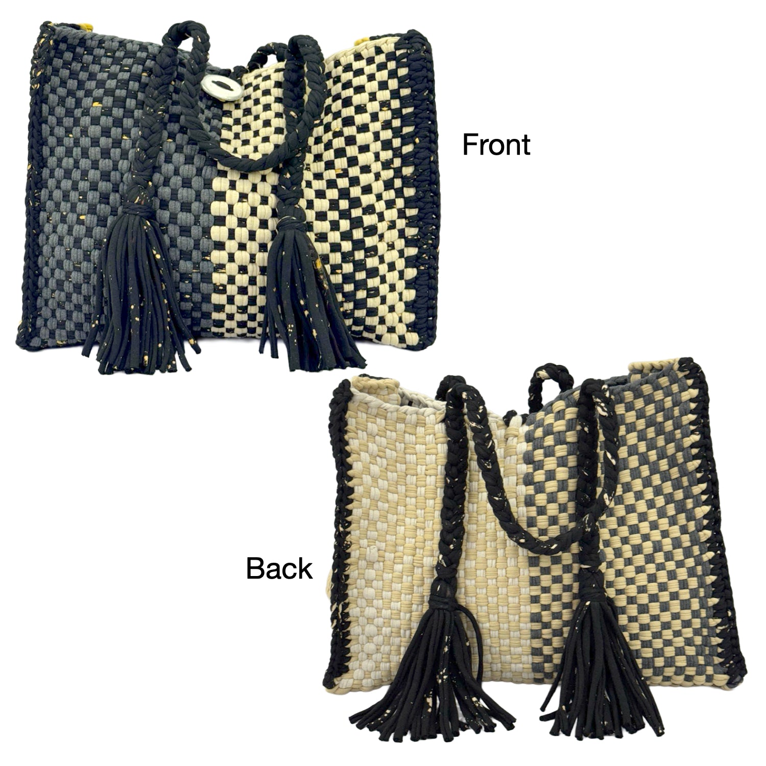 Image of Oversized Tote / Hand / Shoulder Carry charcoal beige silver grey