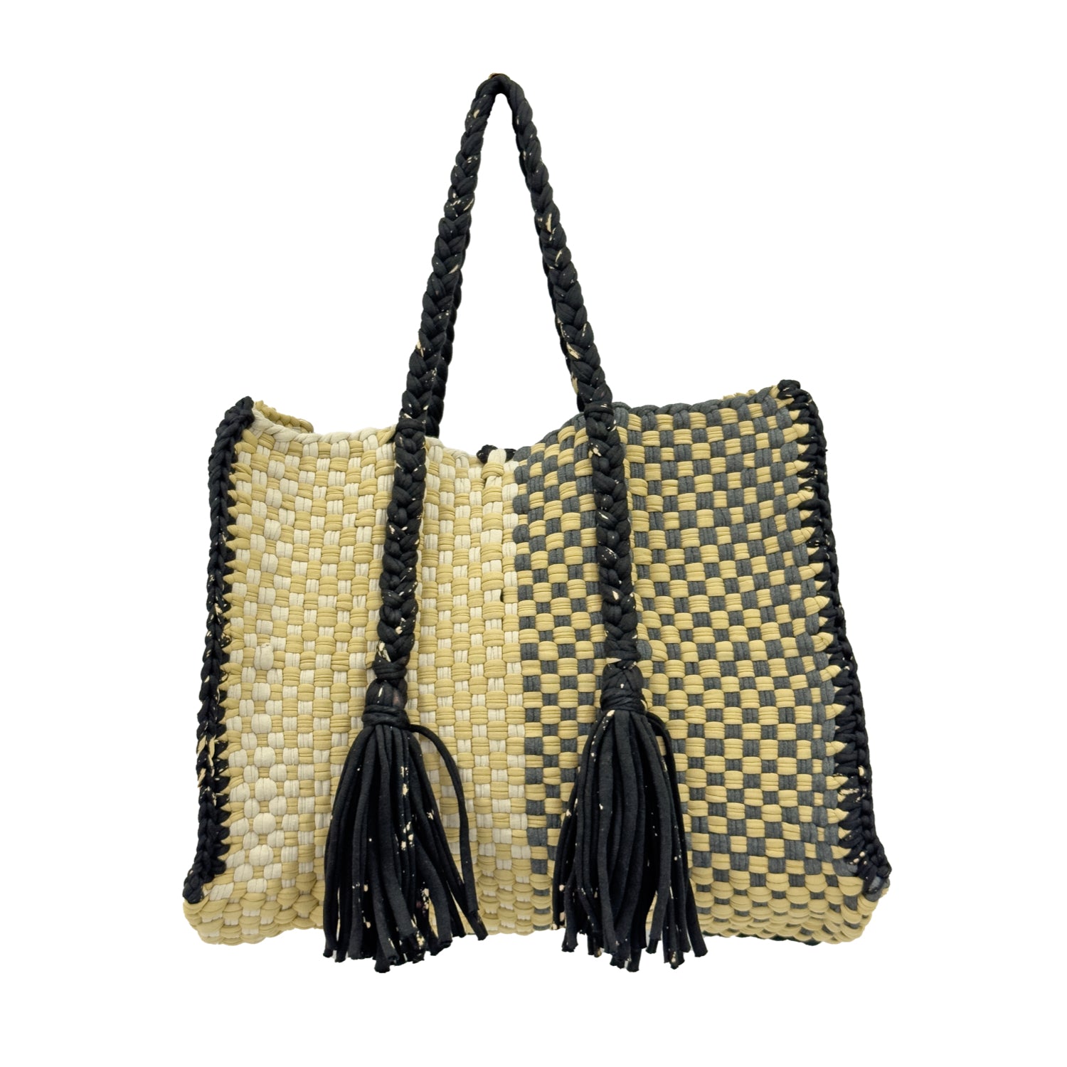 Image of Oversized Tote / Hand / Shoulder Carry charcoal beige silver grey