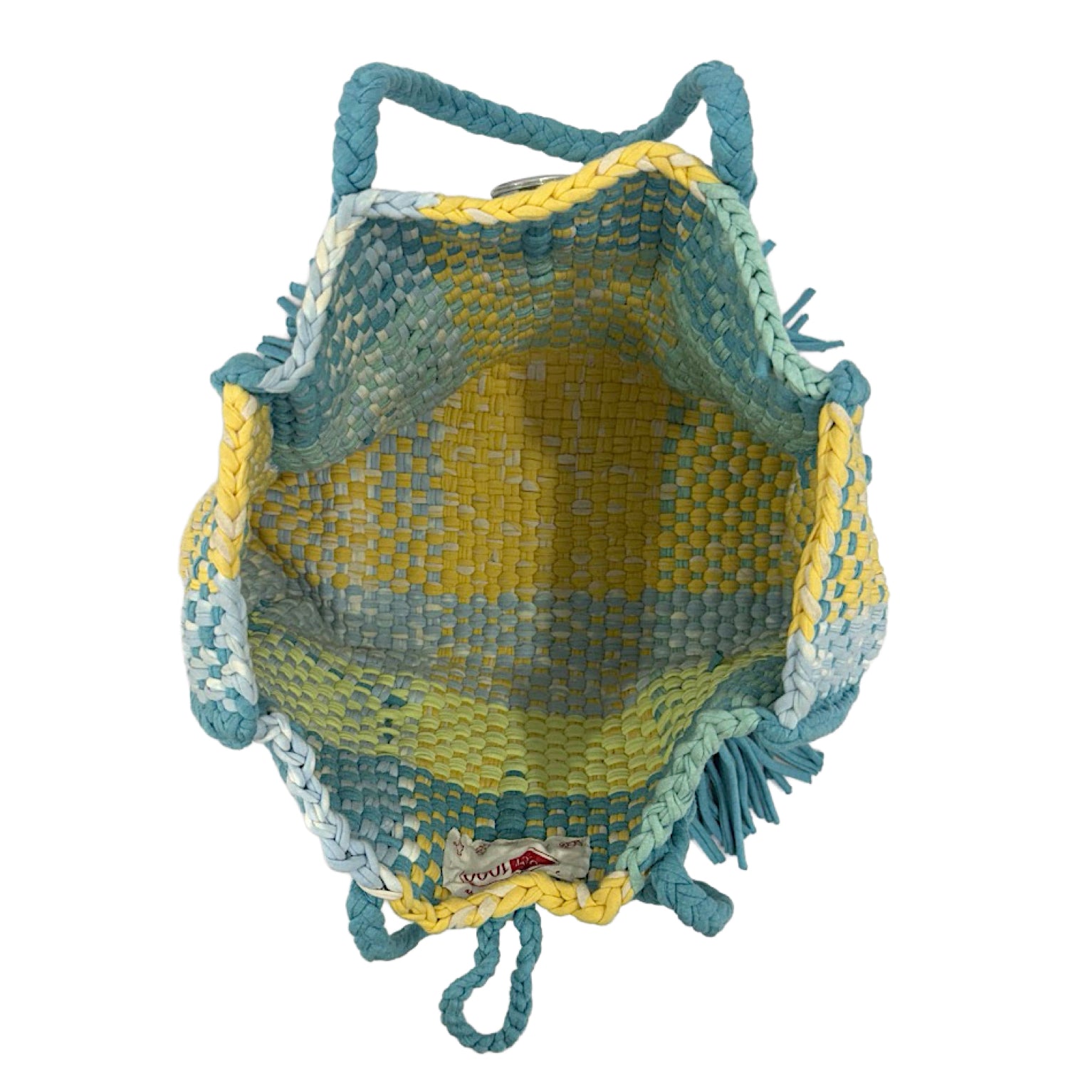 Image of Oversized Tote / Hand / Shoulder Carry Aqua lemon yellow sky blue