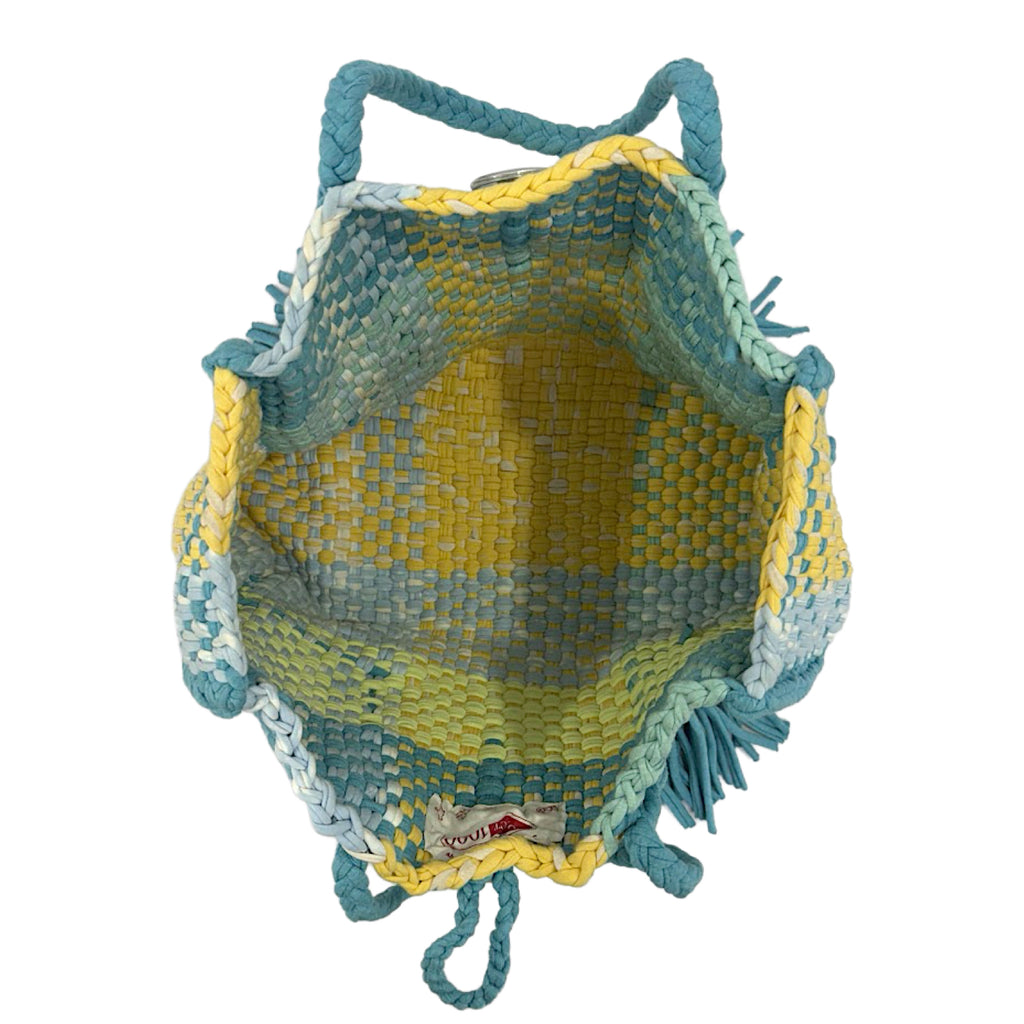Oversized Tote / Hand / Shoulder Carry Aqua lemon yellow sky blue