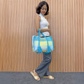 Oversized Tote / Hand / Shoulder Carry Aqua lemon yellow sky blue