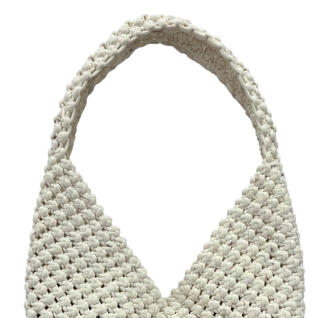 Image of Macrame criss-cross / Macrame Shoulder Tote Ivory | Shoulder carry