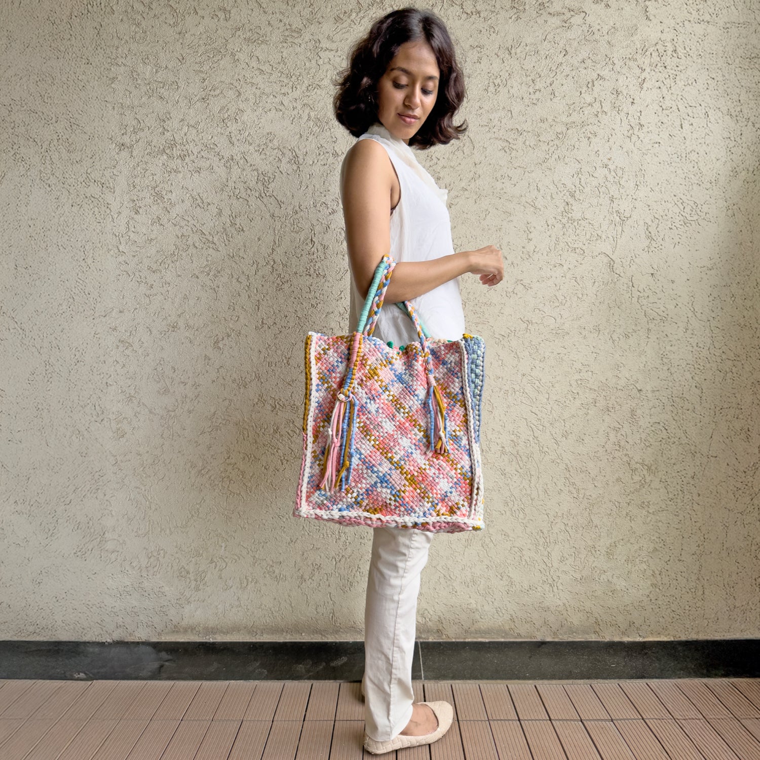 Image of Soft Tote | Hand Carry | Pink, Blue, Lemon, Ivory, Sea Green, Aqua