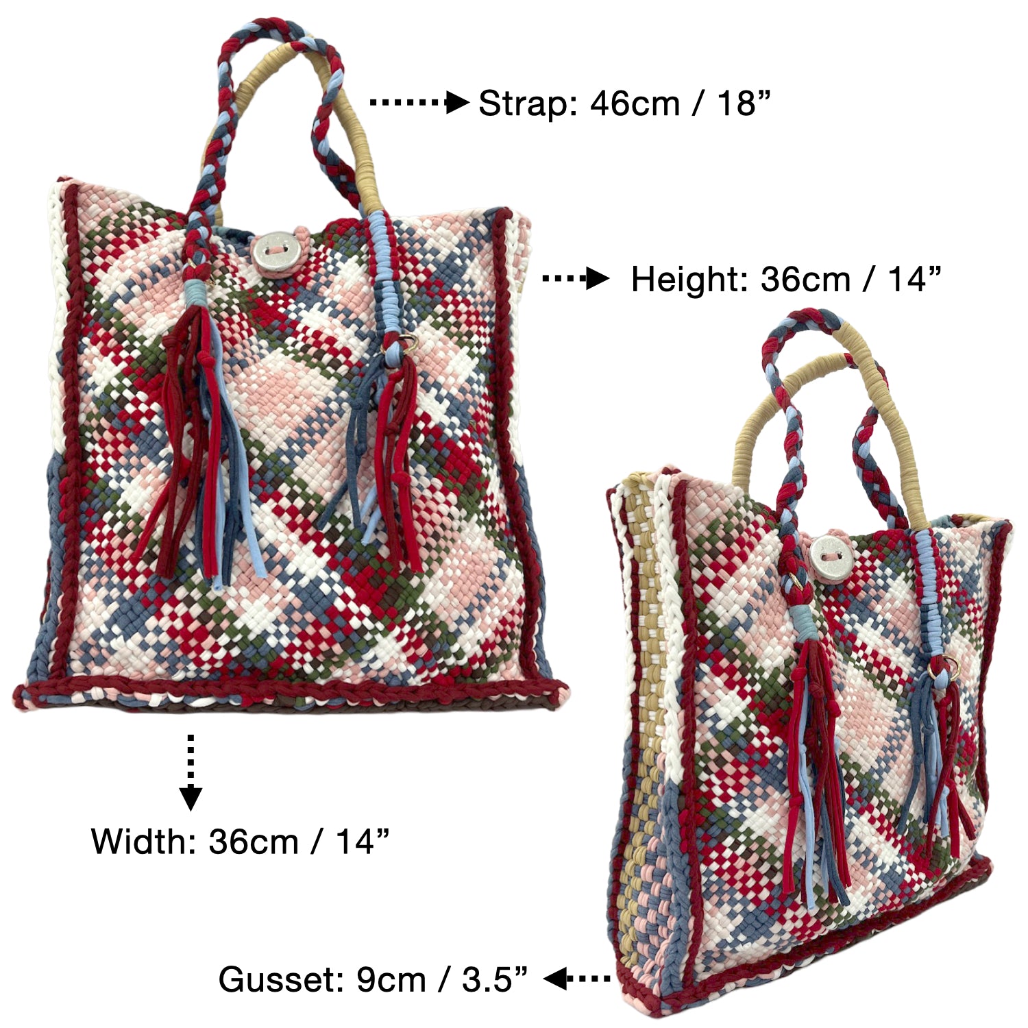 Image of Soft Tote | Hand Carry | Pink Red Blue Salmon White Beige Green