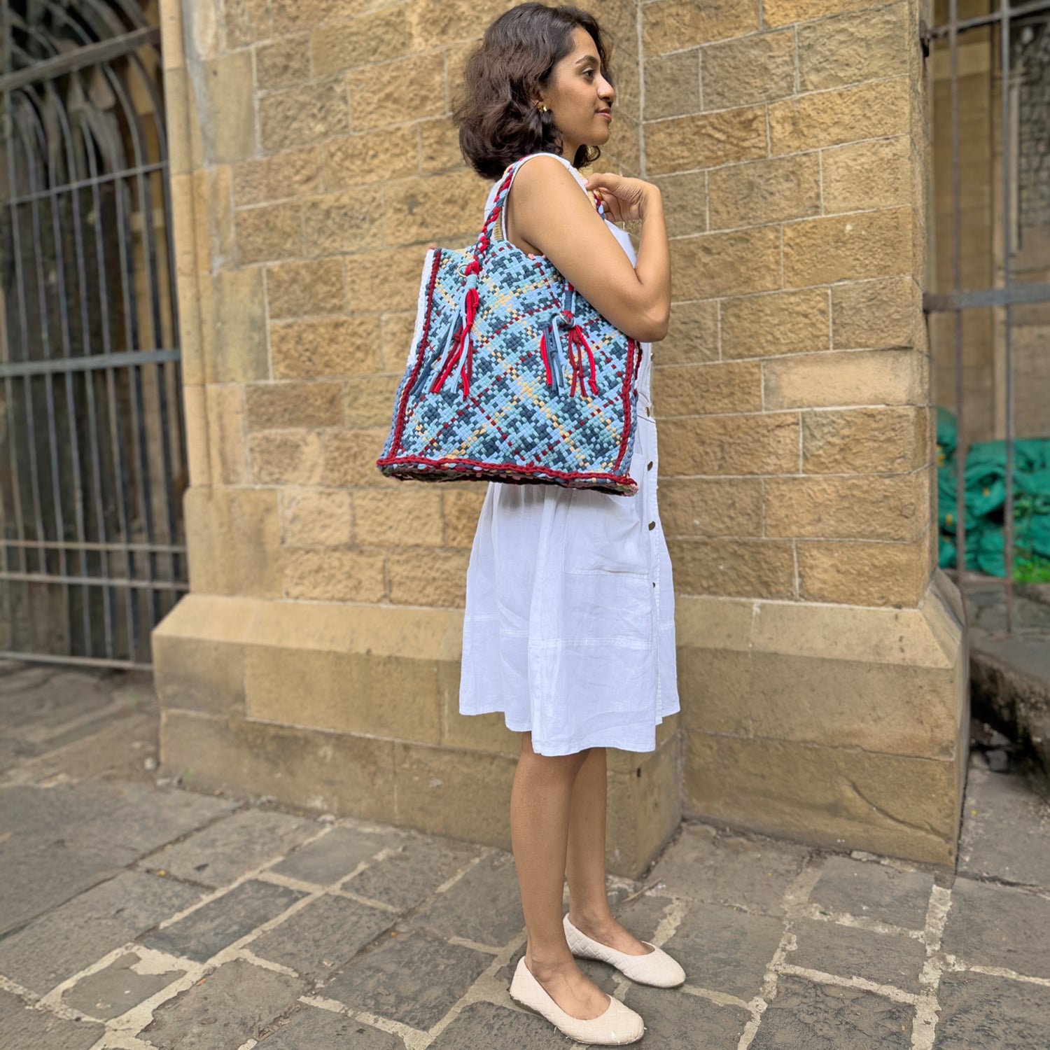 Image of Soft Tote | Hand Carry | Pink Red Blue Salmon White Beige Green