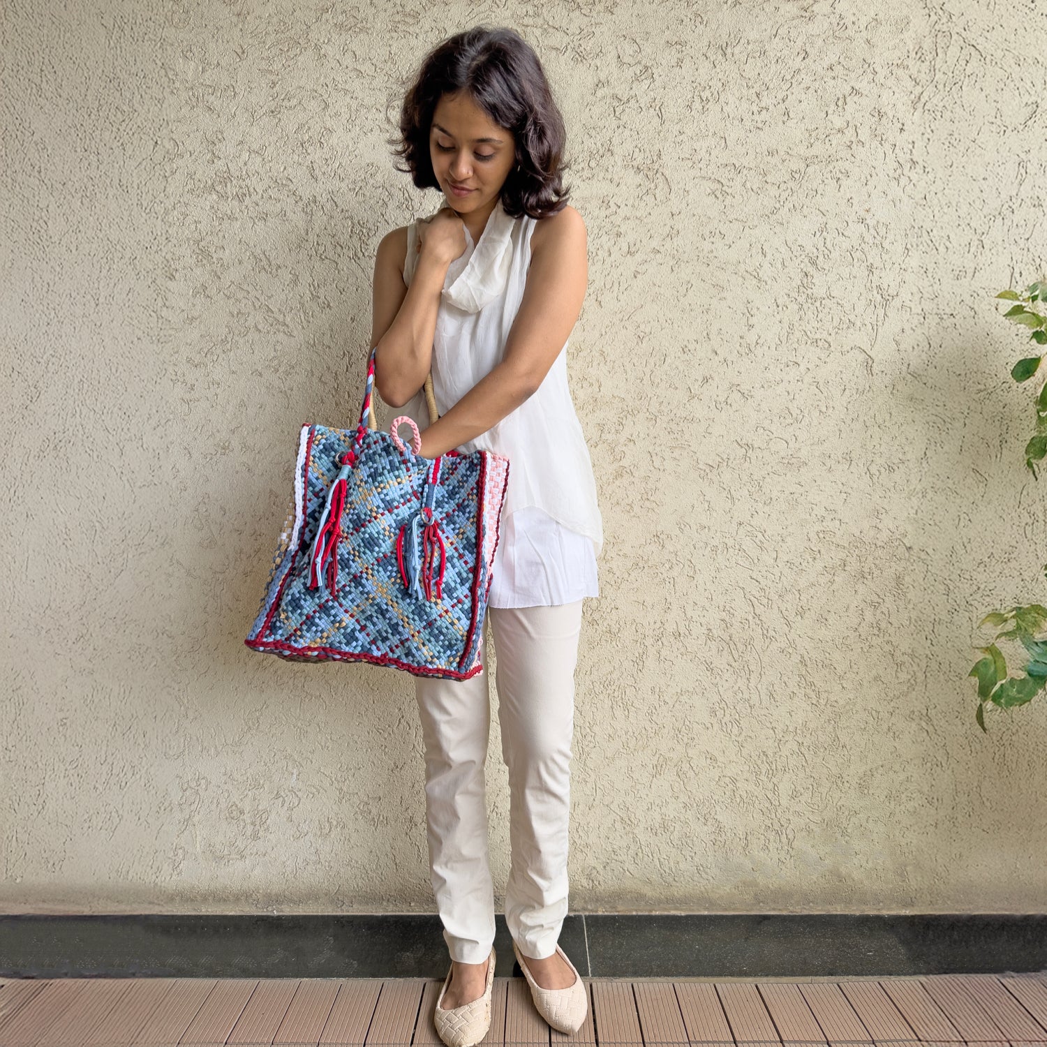 Image of Soft Tote | Hand Carry | Pink Red Blue Salmon White Beige Green