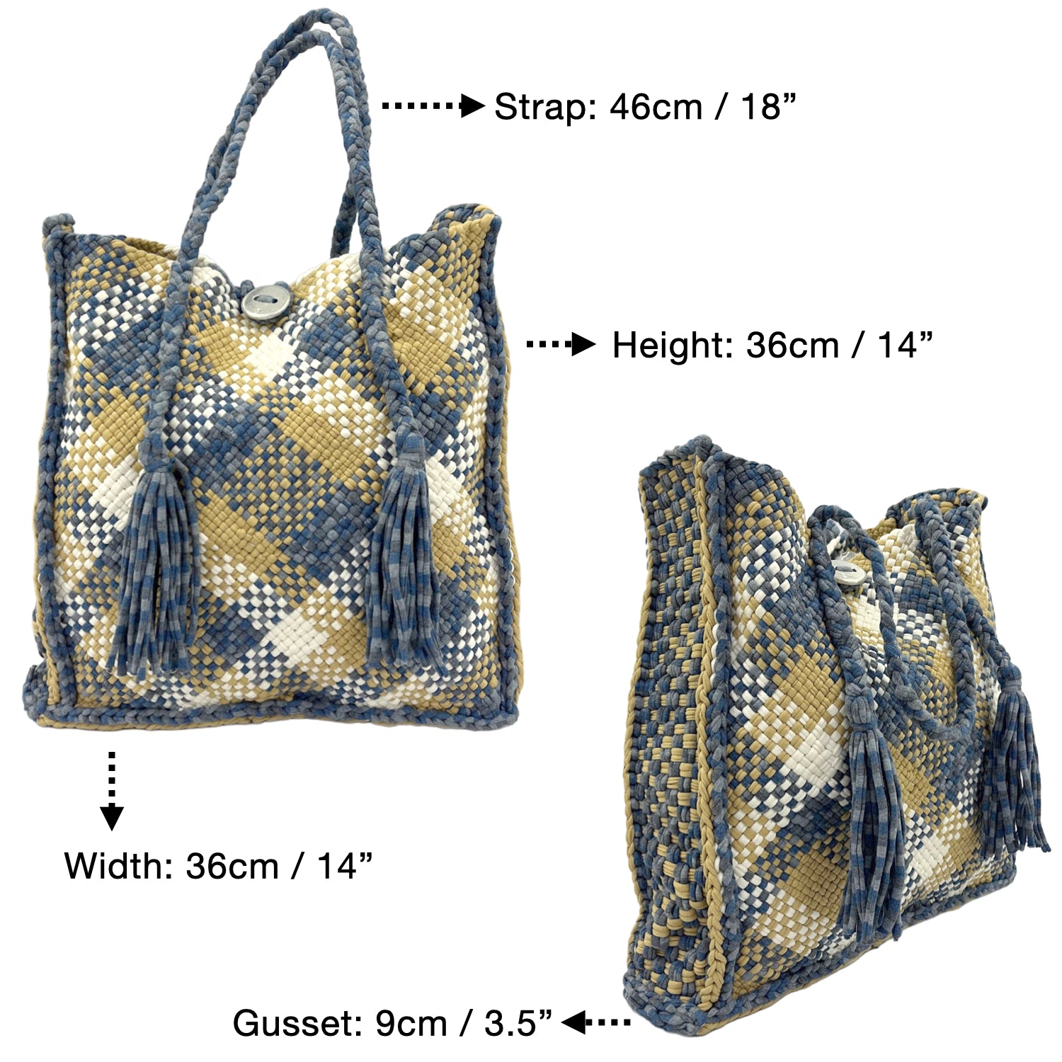 Image of Soft Tote | Hand Carry | Blue Beige Black