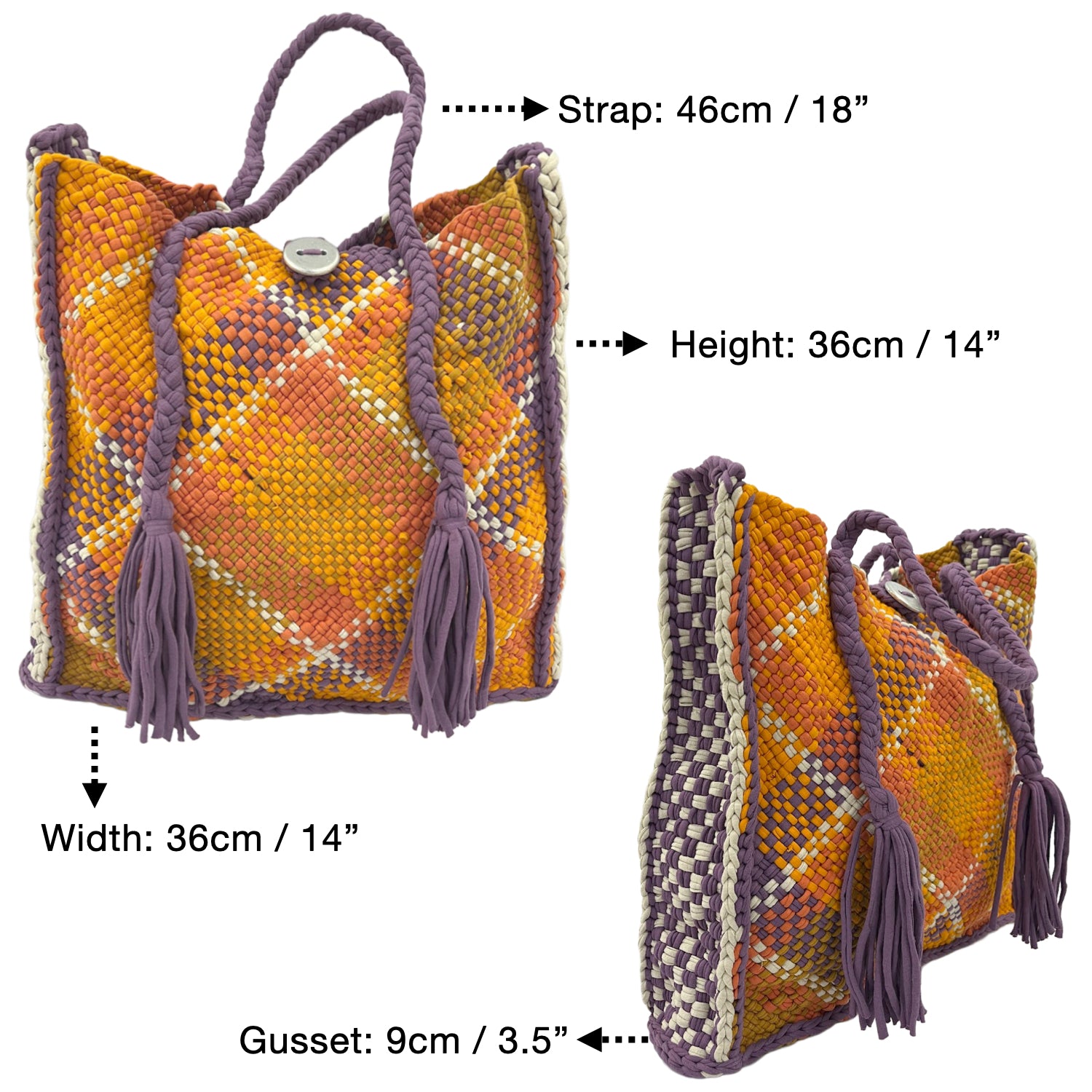 Image of Soft Tote | Hand Carry |Orange, Purple, Mustard