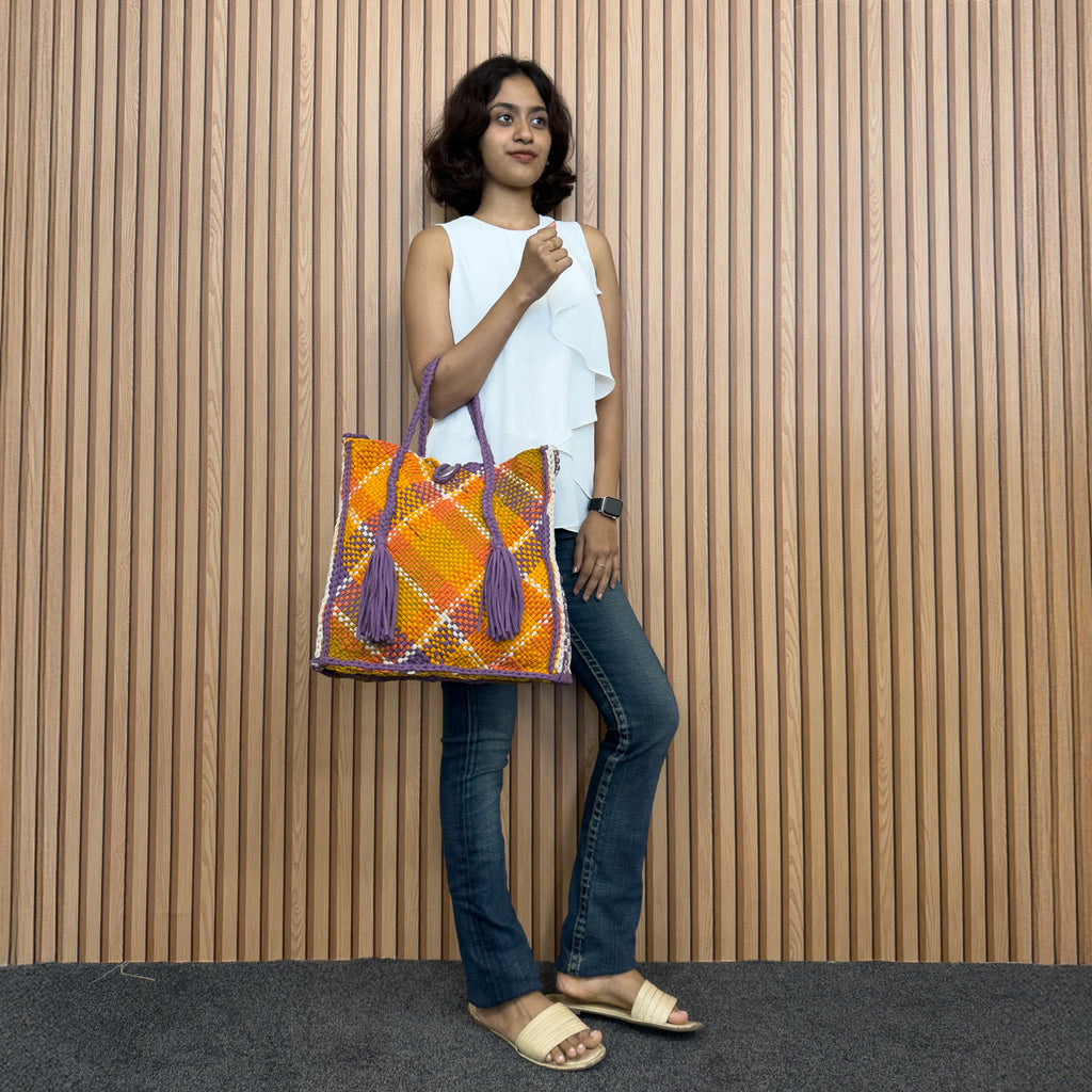 Soft Tote | Hand Carry |Orange, Purple, Mustard