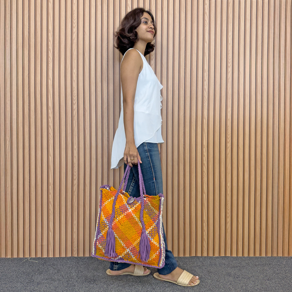 Soft Tote | Hand Carry |Orange, Purple, Mustard