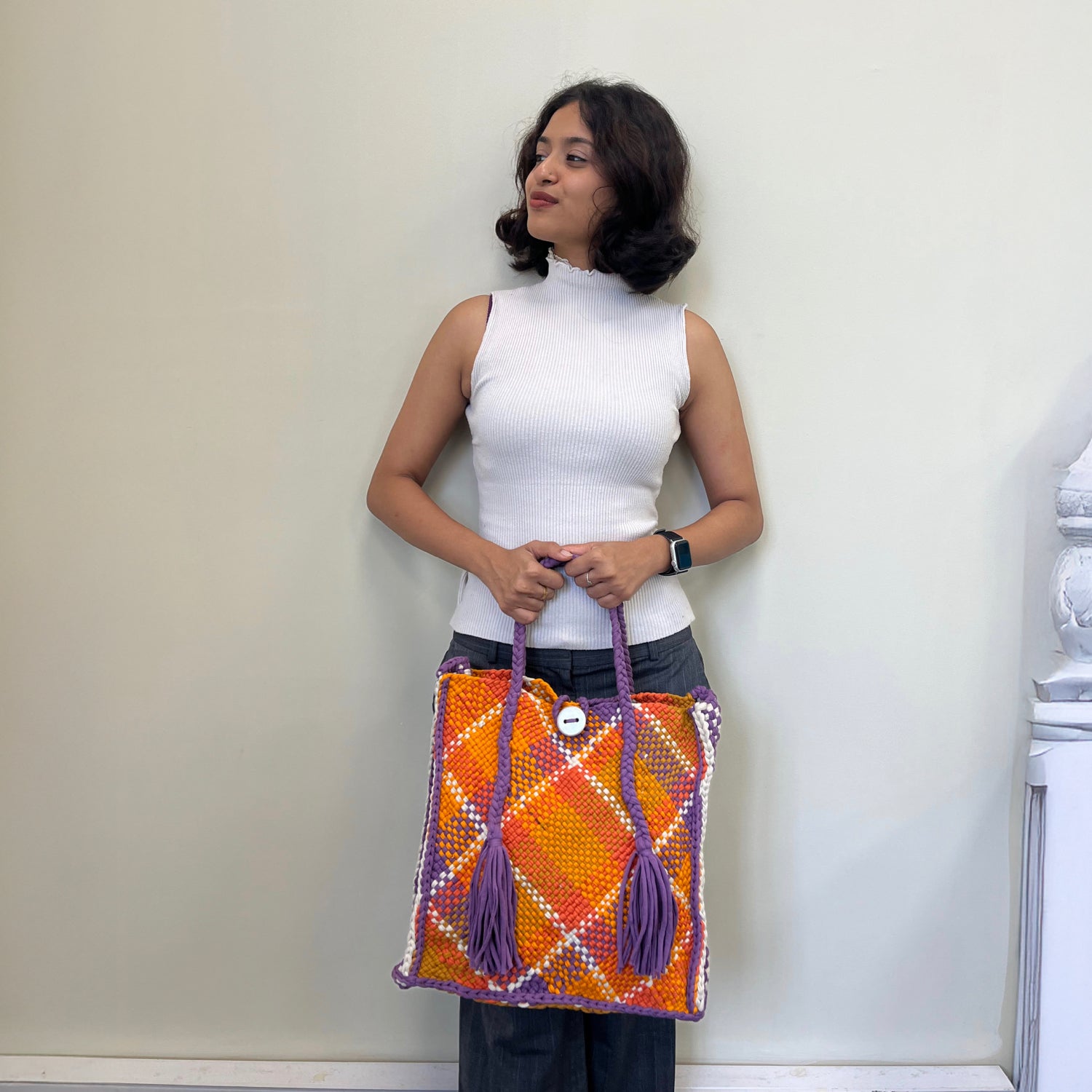 Image of Soft Tote | Hand Carry |Orange, Purple, Mustard
