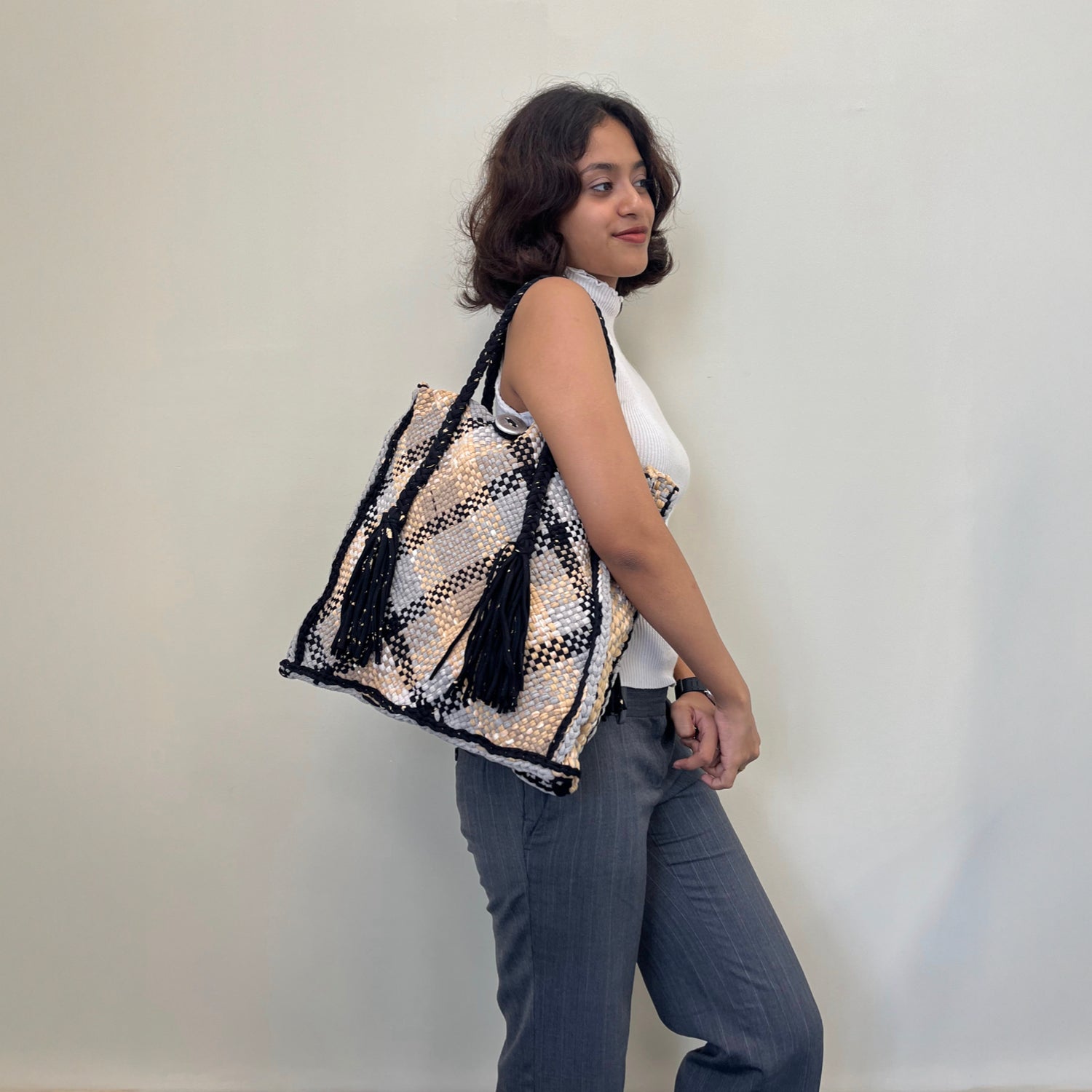 Image of Soft Tote | Hand Carry | Beige, Grey Black