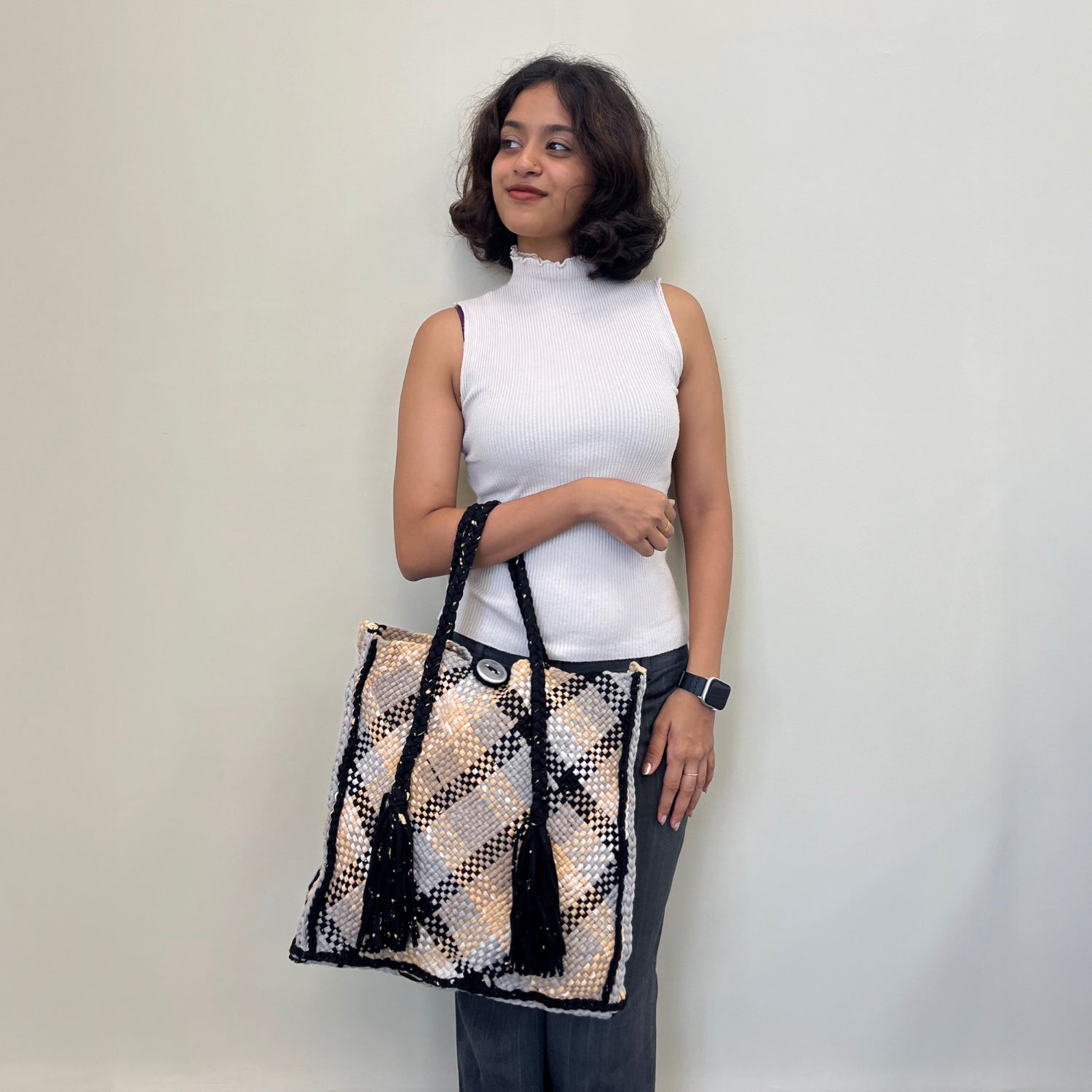 Image of Soft Tote | Hand Carry | Beige, Grey Black