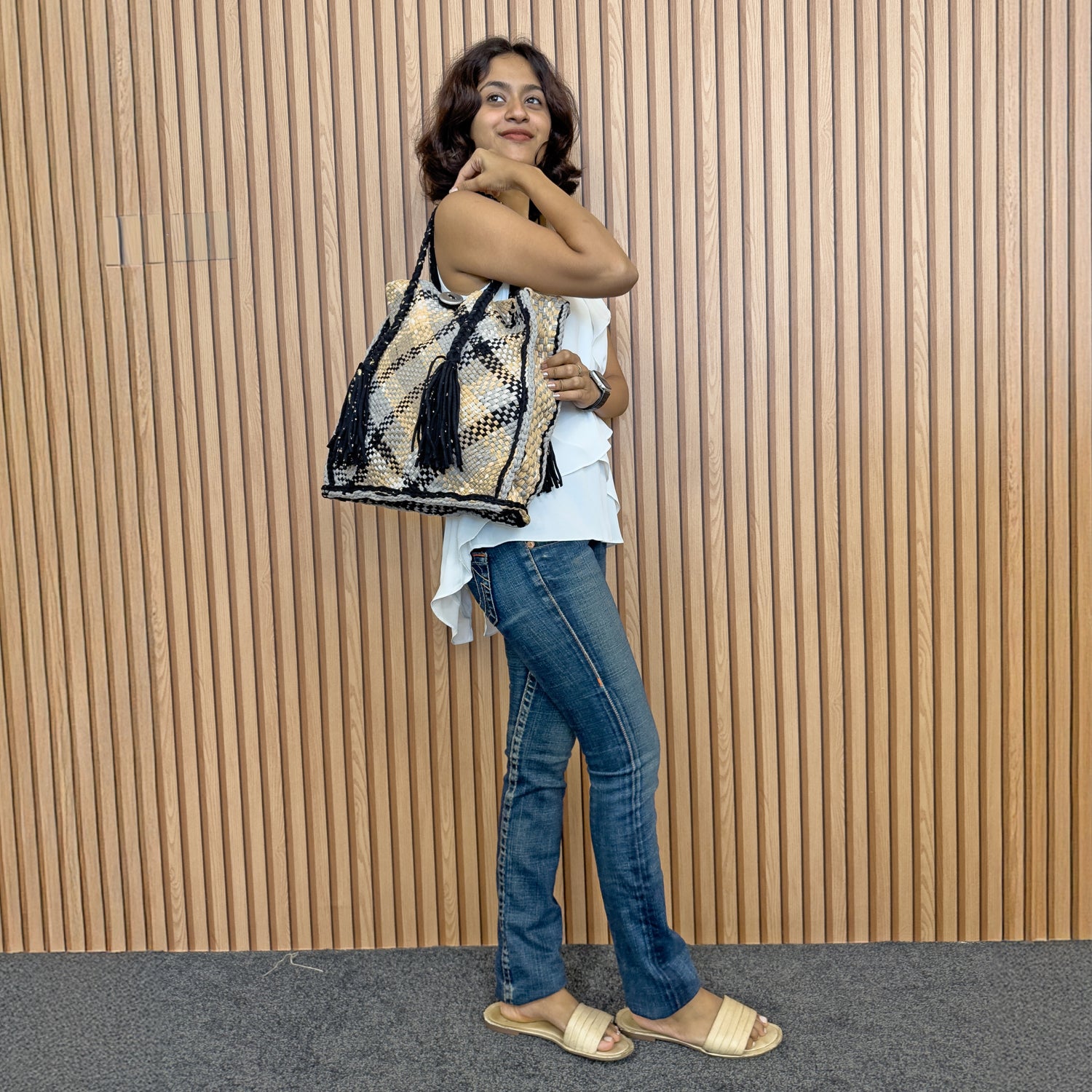 Image of Soft Tote | Hand Carry | Beige, Grey Black