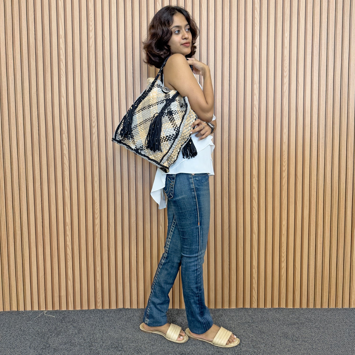 Image of Soft Tote | Hand Carry | Beige, Grey Black