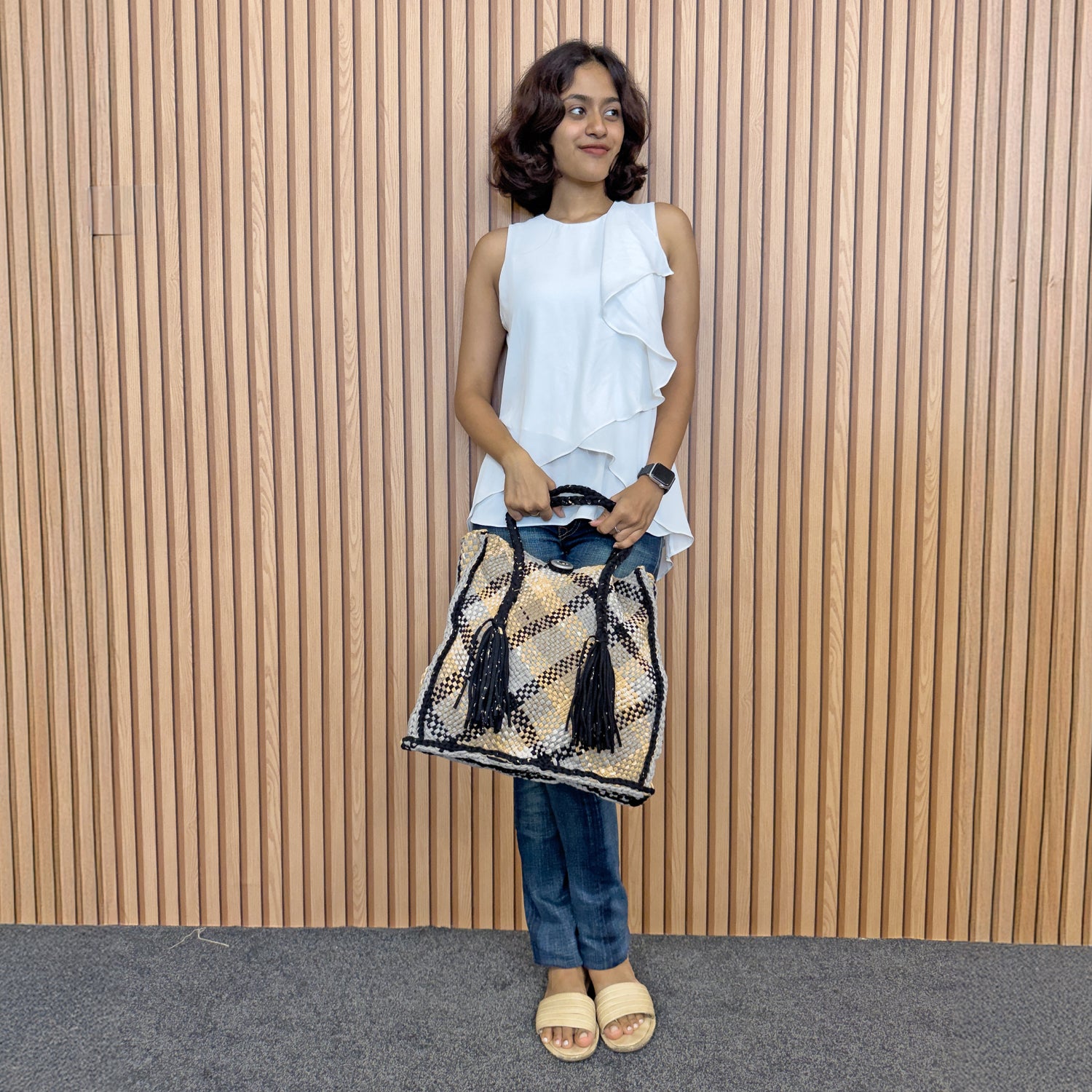 Image of Soft Tote | Hand Carry | Beige, Grey Black