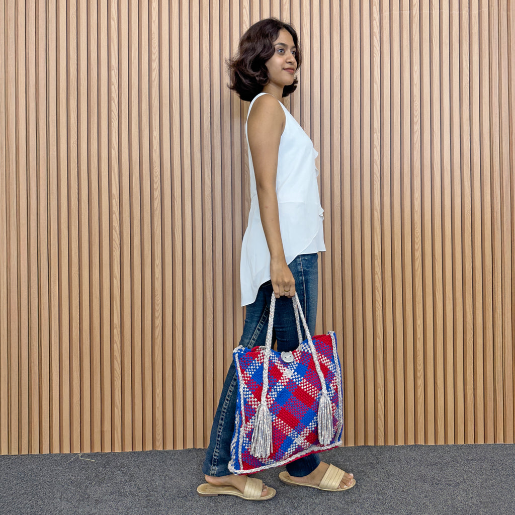 Soft Tote | Hand Carry | Blue, Red, Silver