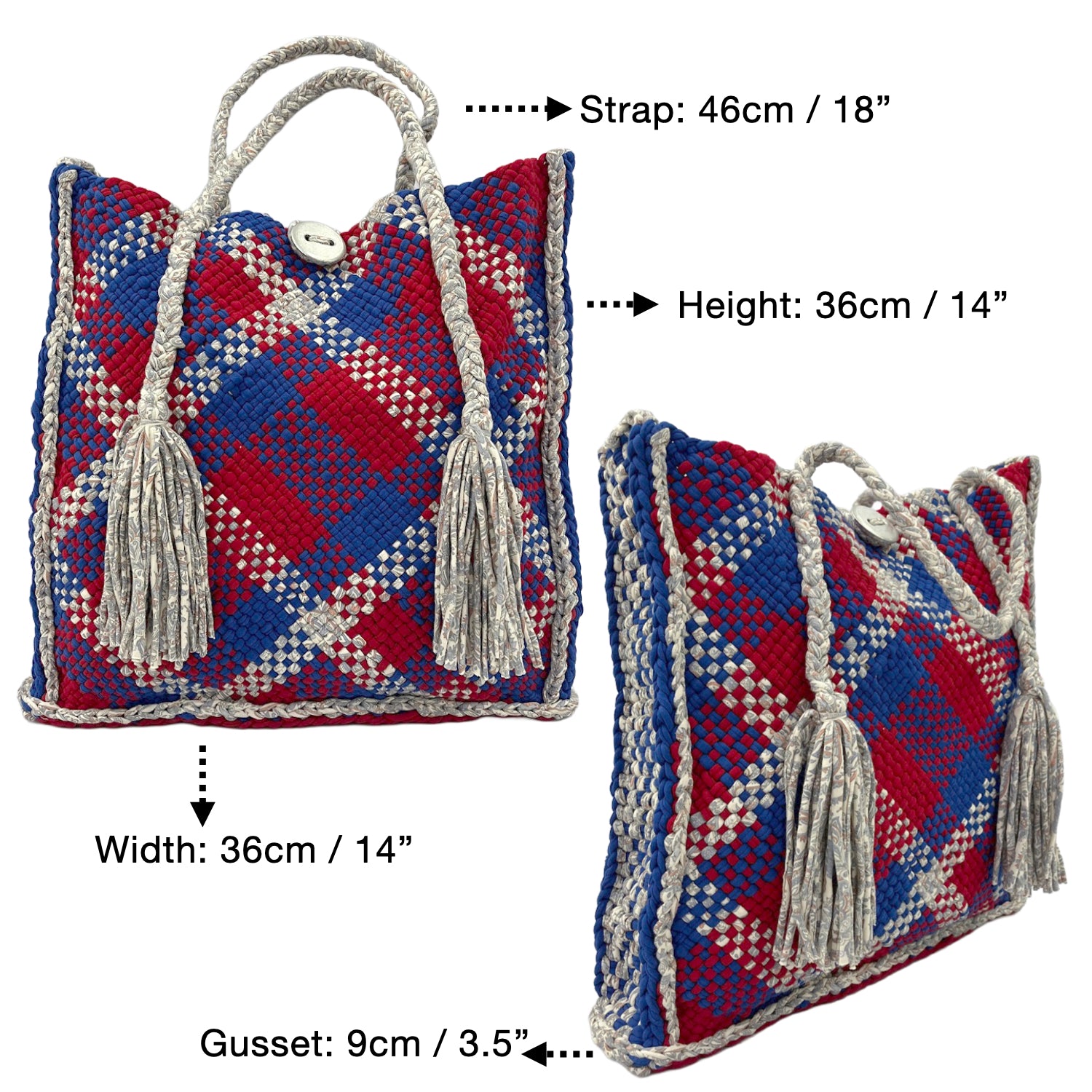 Image of Soft Tote | Hand Carry | Blue, Red, Silver