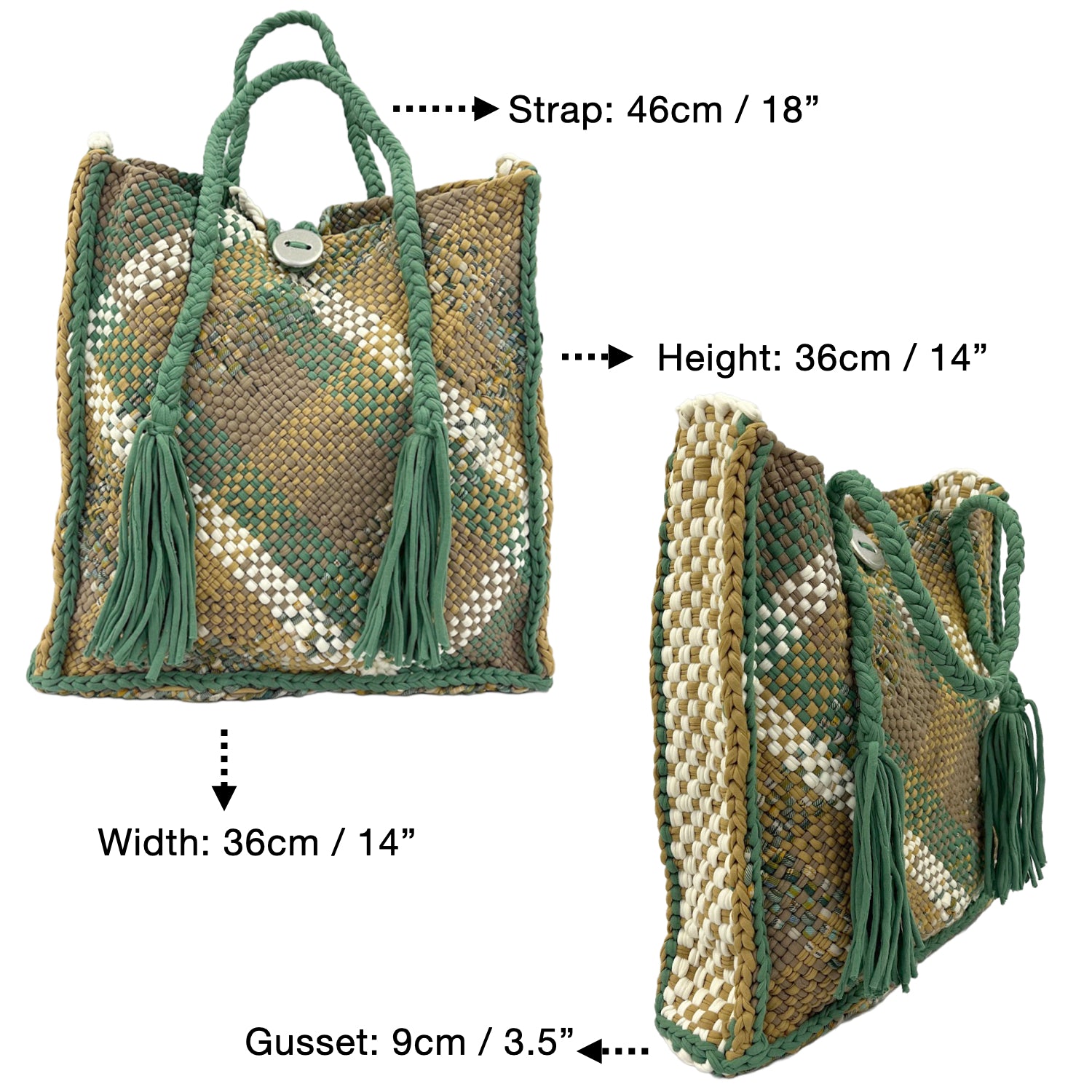 Image of Soft Tote | Hand Carry | Moss Green Beige Ivory