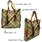 Soft Tote | Hand Carry | Yellow Ecru Red Green Coral Grey Black