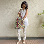 Soft Tote | Hand Carry | Yellow Ecru Red Green Coral Grey Black