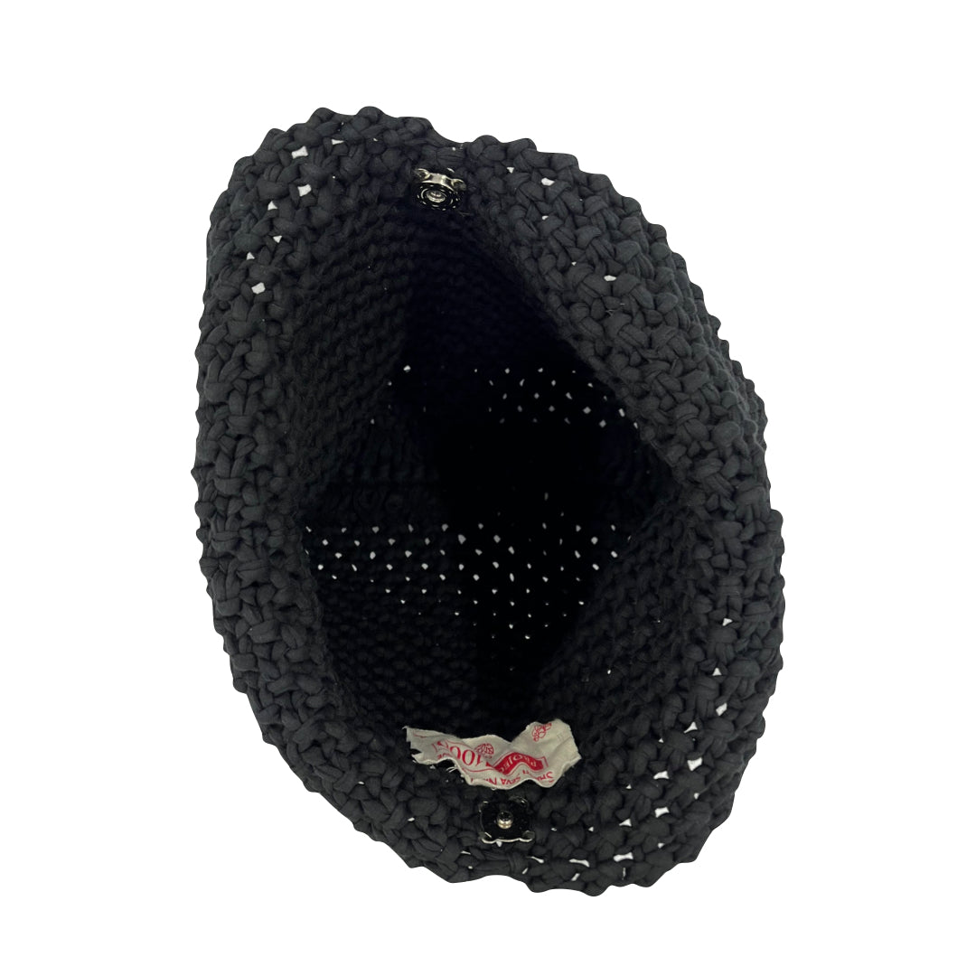 Image of Macrame criss-cross / Macrame Shoulder Tote Black| Shoulder carry