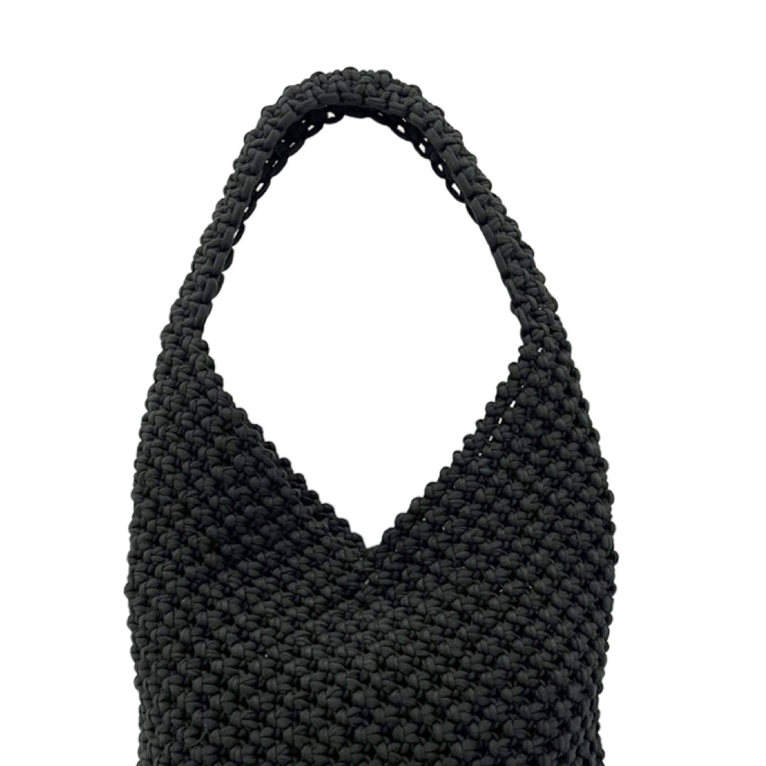 Image of Macrame criss-cross / Macrame Shoulder Tote Black| Shoulder carry