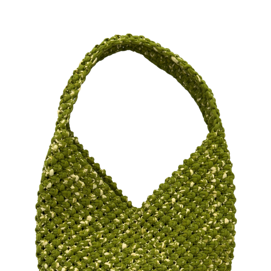 Image of Macrame criss-cross / Macrame Shoulder Tote Olive | Shoulder carry