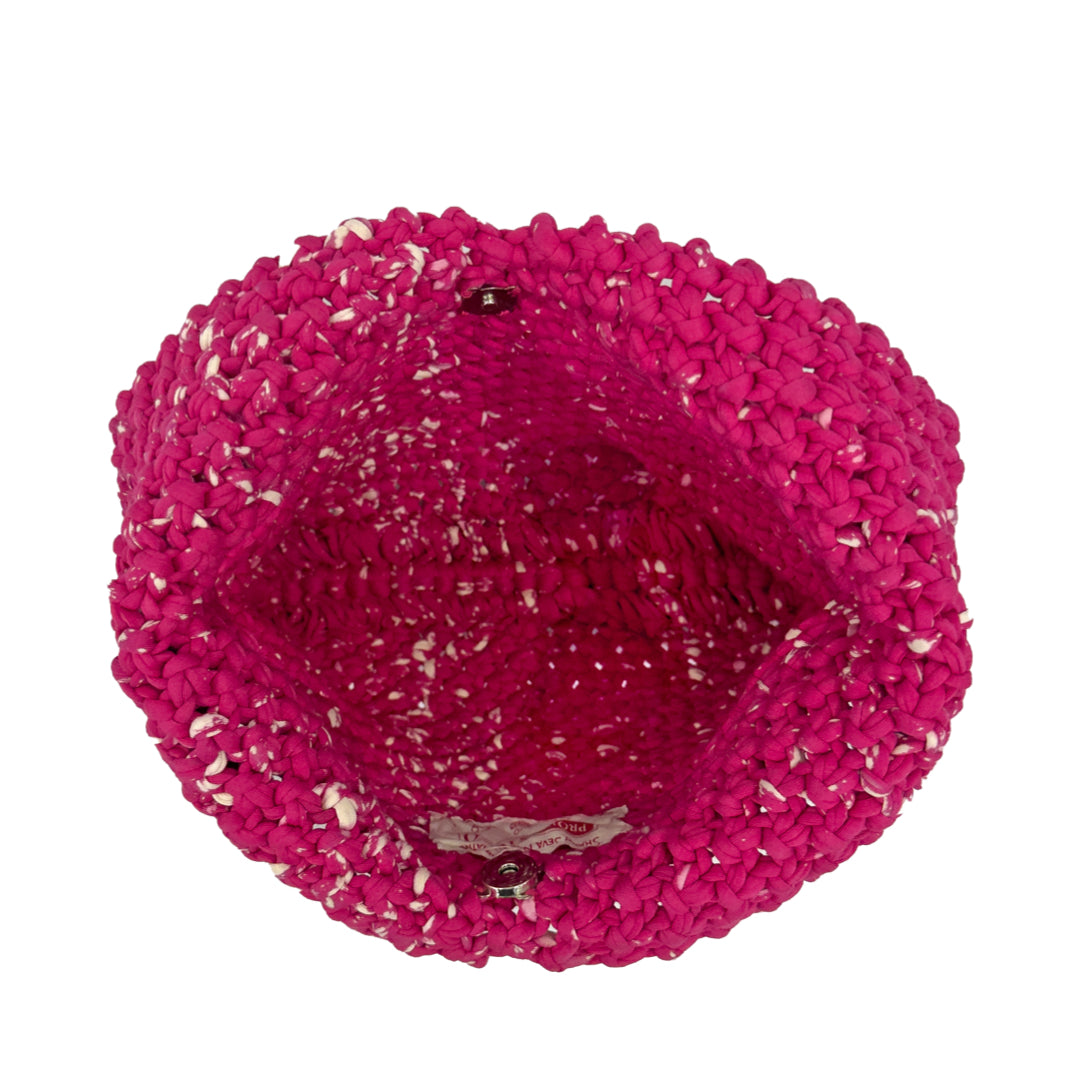 Image of Macrame criss-cross / Macrame Shoulder Tote Fuschia | Shoulder carry