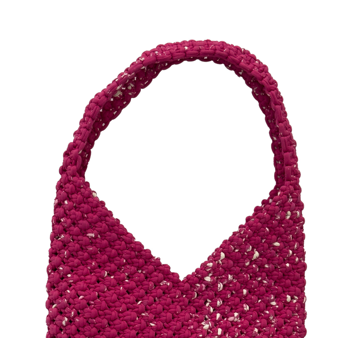 Image of Macrame criss-cross / Macrame Shoulder Tote Fuschia | Shoulder carry